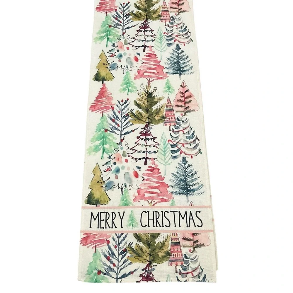 Merry Christmas Table Runner - Festive Multicolor Design
